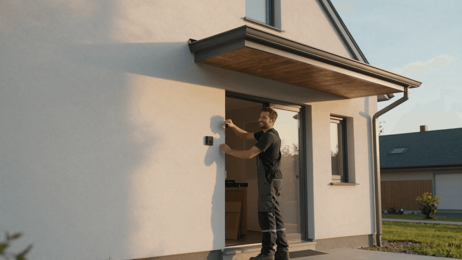 Handwerker von Musavi bei der Arbeit an einem modernen Haus